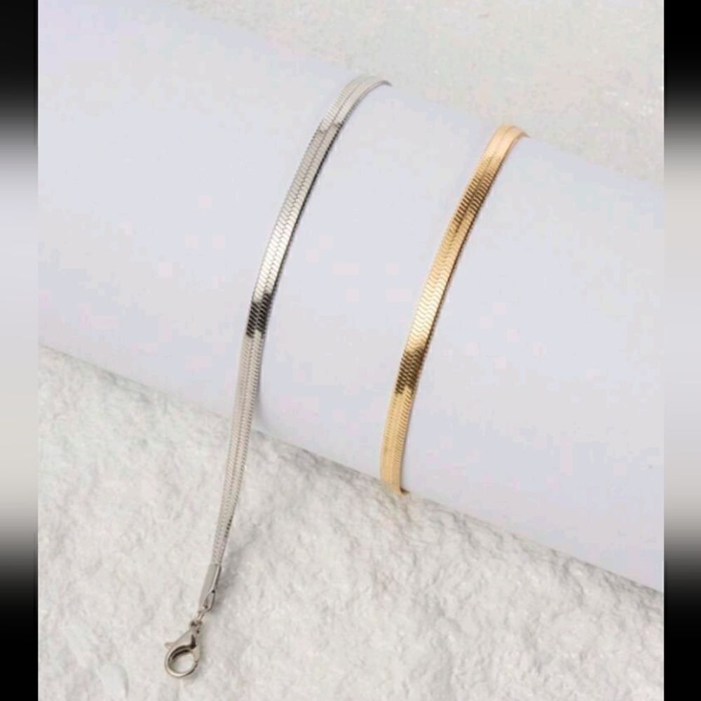 Silver & Gold Herringbone Bracelets